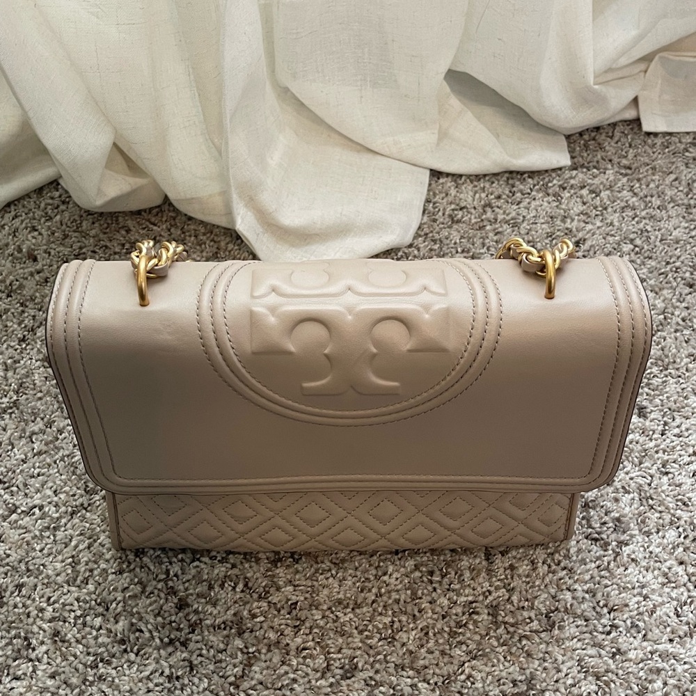 Tory Burch Purse - Fleming Blush/Cream Matte Convertible Shoulder Bag - Picture 8 of 10